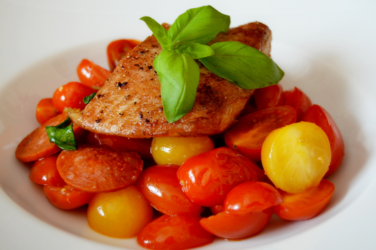 Tomaten-Chorizo-Salat-Catfish