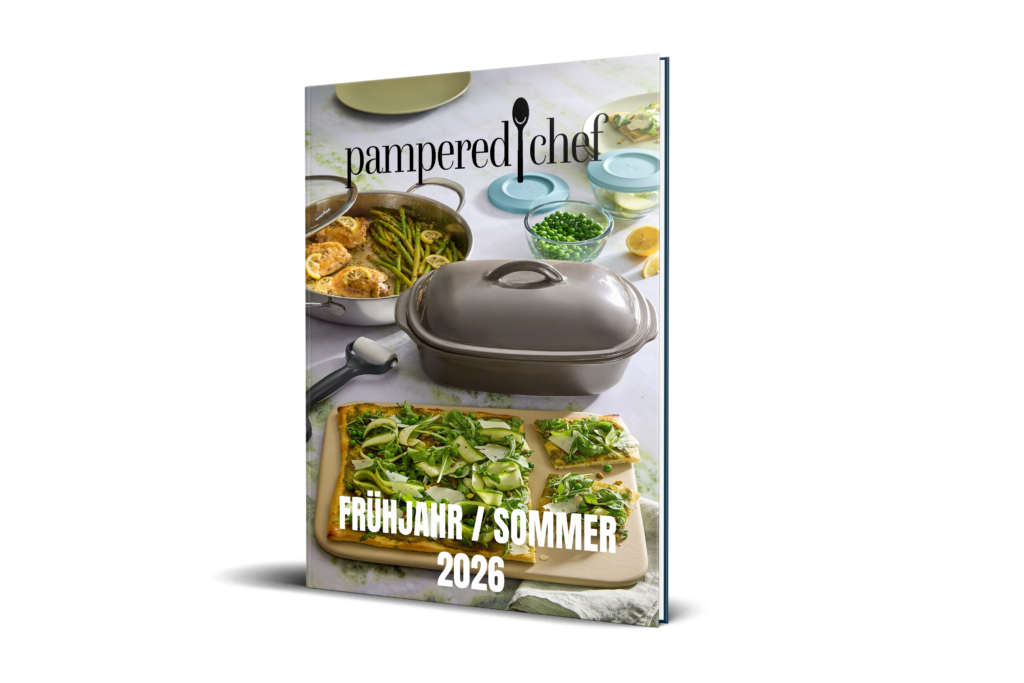 Pampered Chef Katalog als Buch gestaltet.